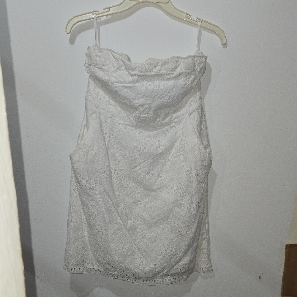 New York & Company White Ruffled Sleeveless Camisole